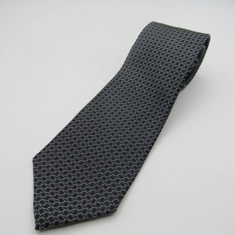Bruno Piattelli Silk Tie Mens OS Navy Blue Excellent Geometric Diamond Pattern